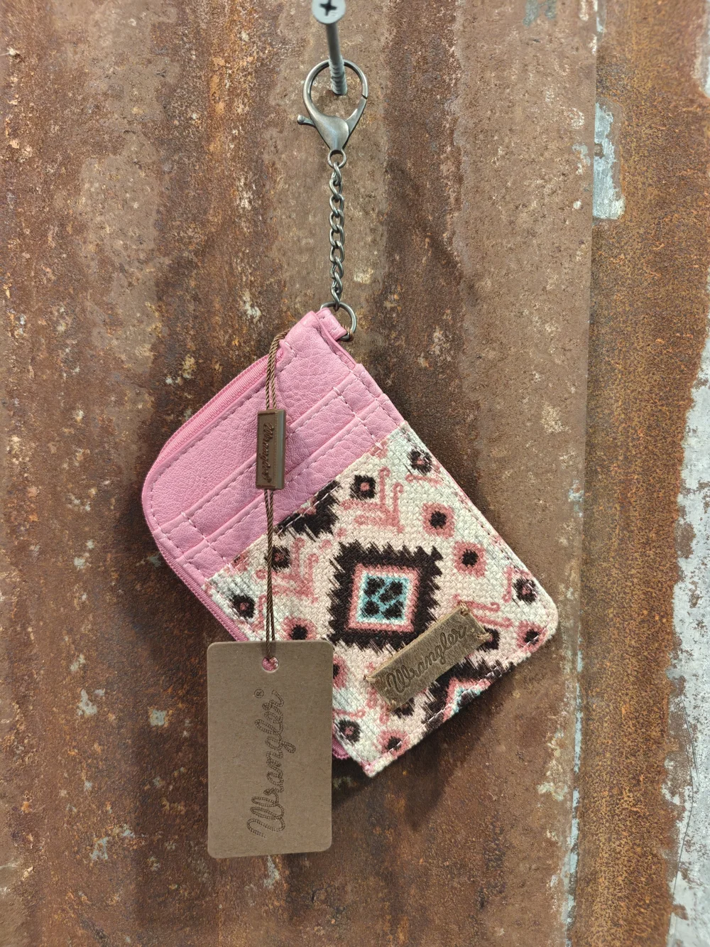 Wrangler Pink Patterned Card Holder with Key Clip